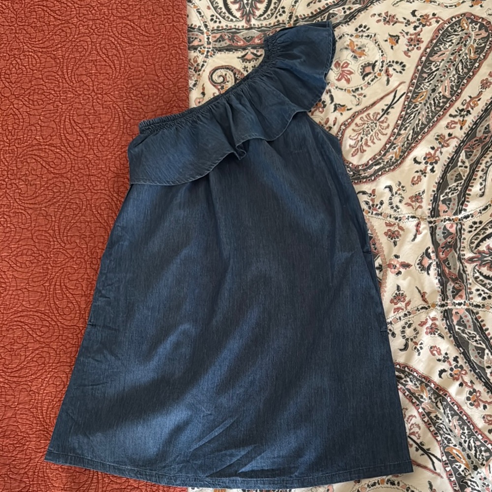 Altar'd State - One Shoulder Chambray Denim Dress - Size M